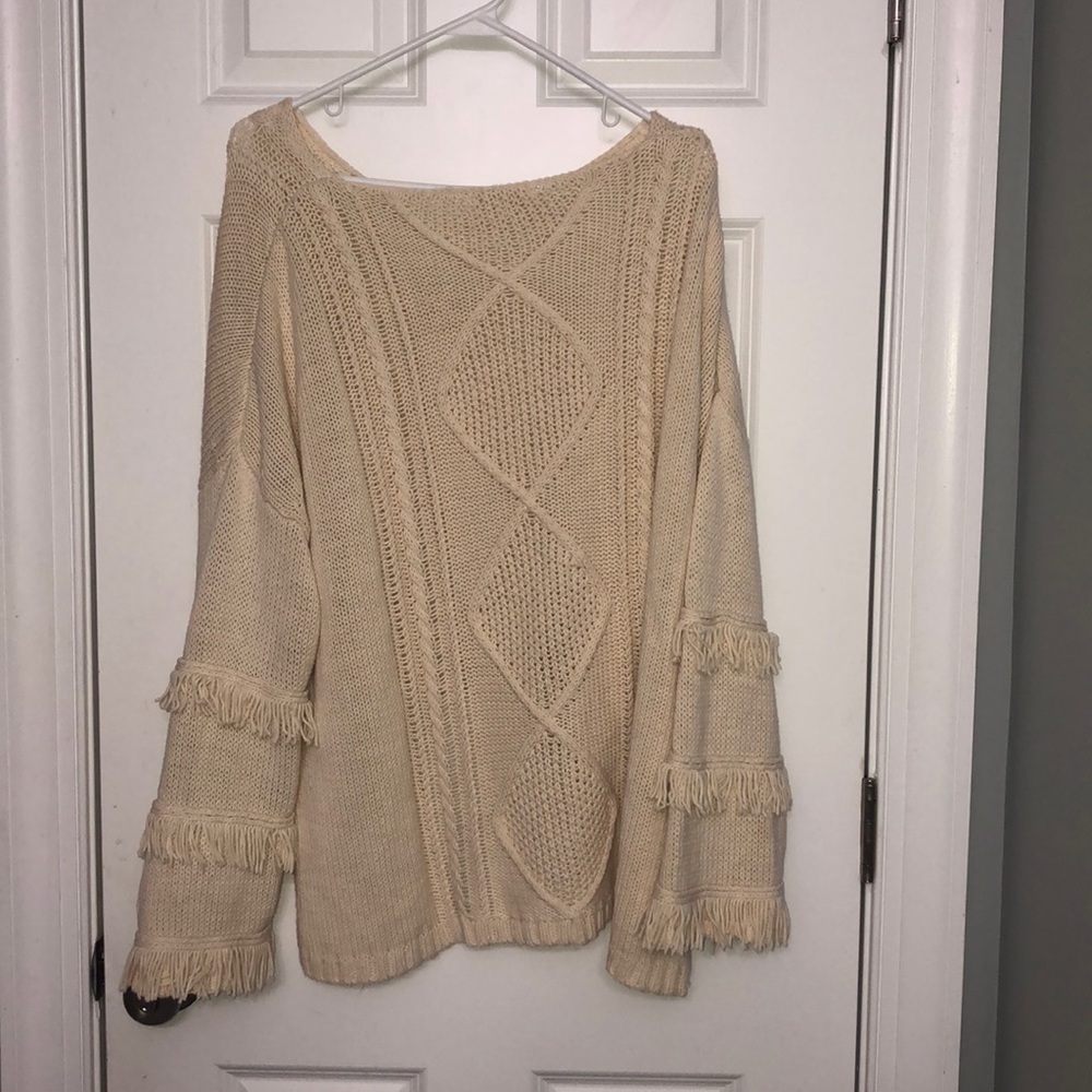 tan fringe oliviaceous sweater